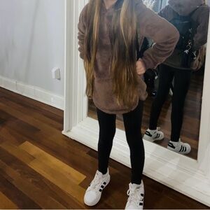 Abercrombie Kids girls size 11-12 sweatshirt hoodie brown w free leggings black